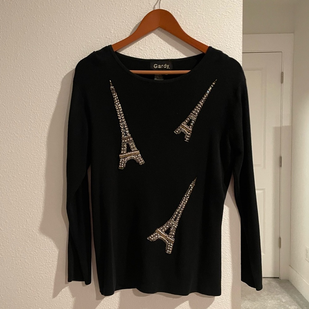 Vintage Beaded Eiffel Tower Sweater